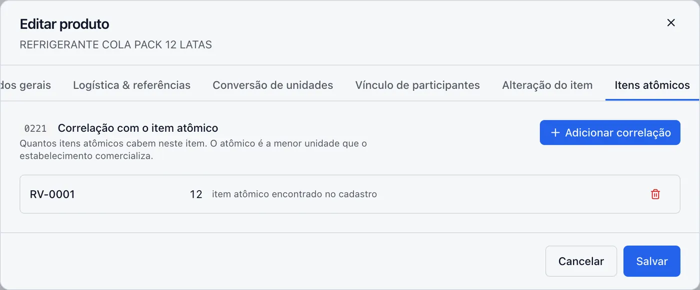 Correlação do item com o item atômico
